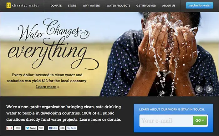 Charity: water Homepage