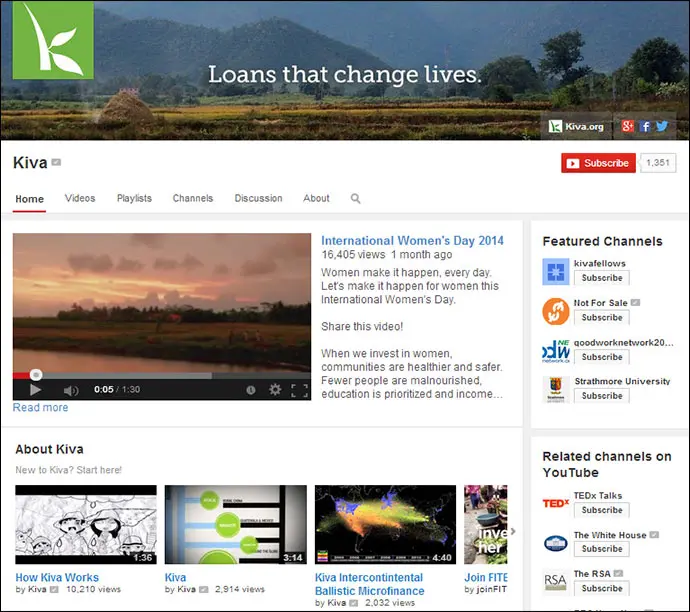 Kiva YouTube Channel