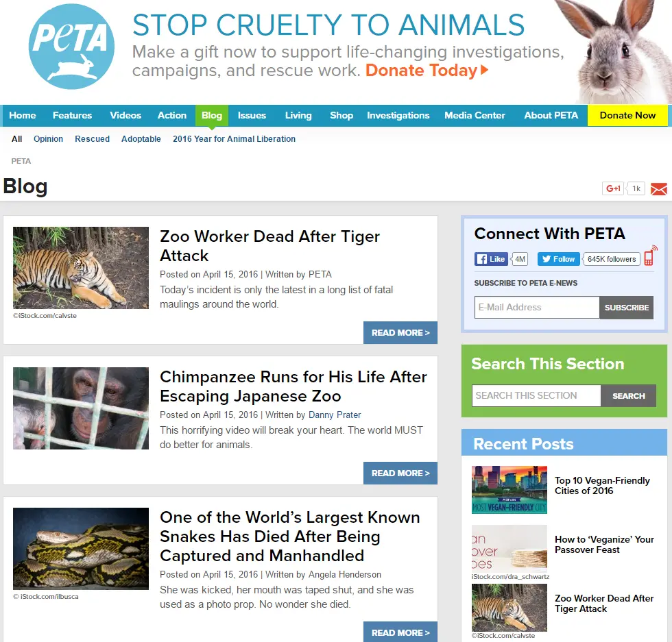 PETA blog