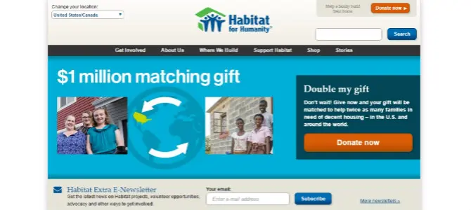 Habitat for Humanity Nonprofit Website Giving Tuesday Example