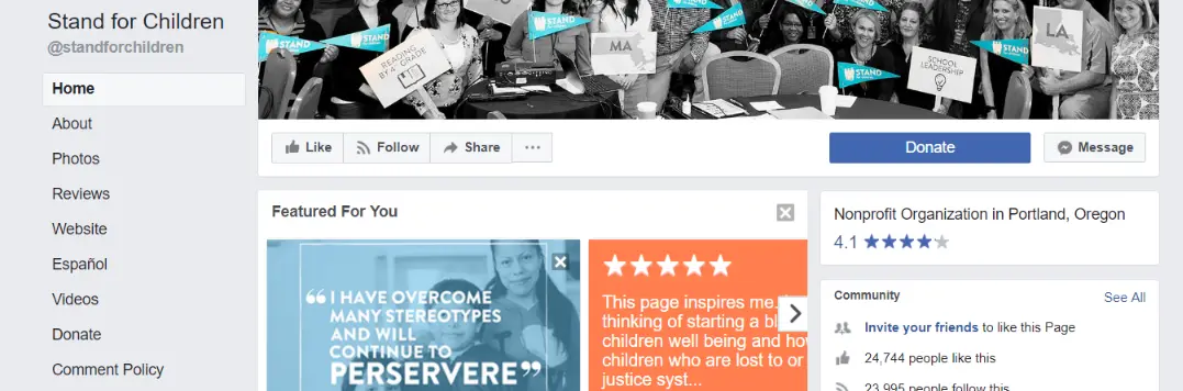 facebook pages for nonprofits