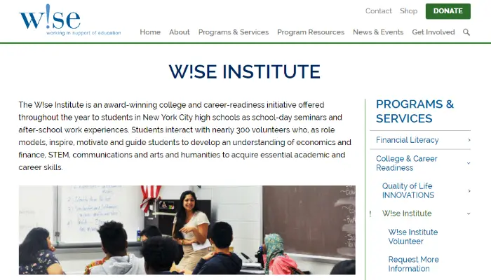 W!se Institute program page