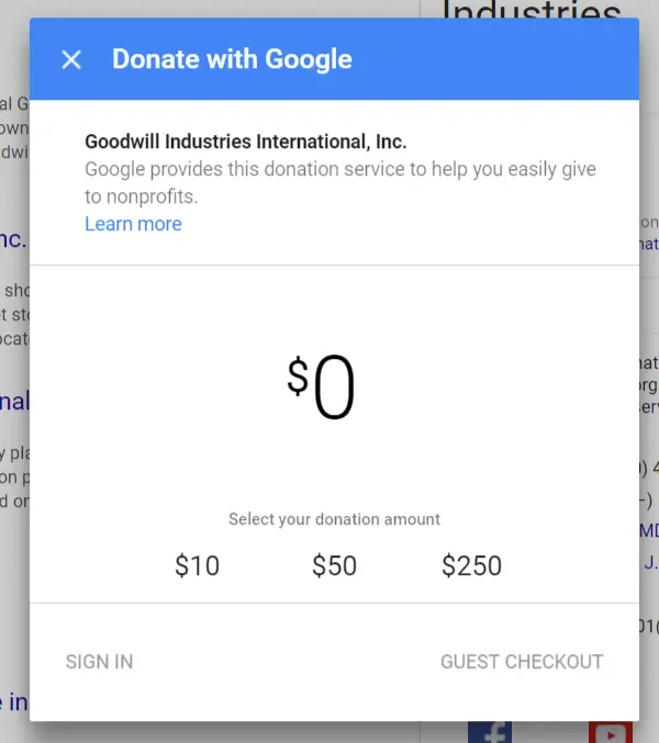 how to get donations google popup