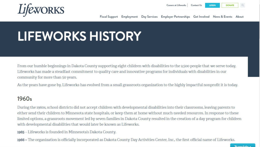 Lifeworks Nonprofit History Page
