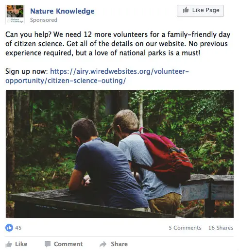 Post Volunteer Opportunities on Facebook