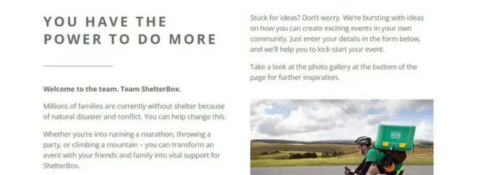 ShelterBox Amazing Content Example