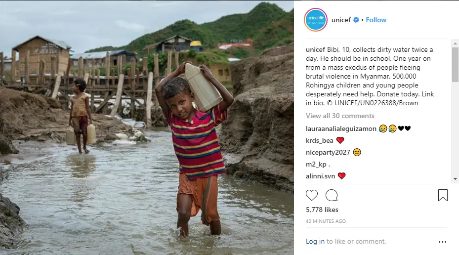 UNICEF Instagram Post