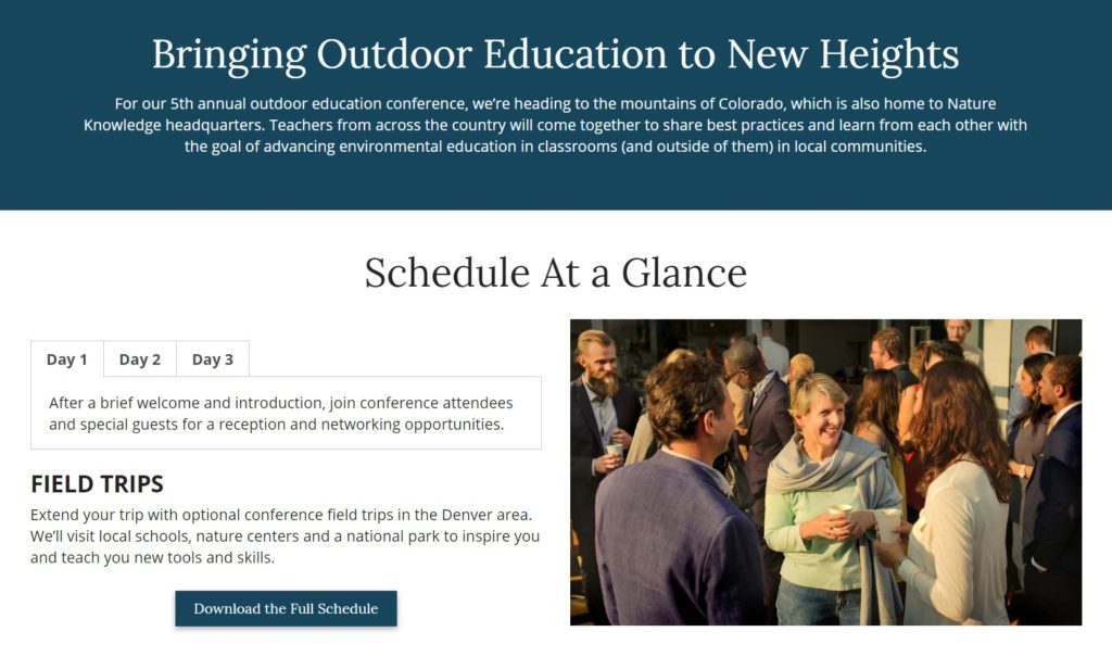 Nonprofit Event Landing Page Example for Events