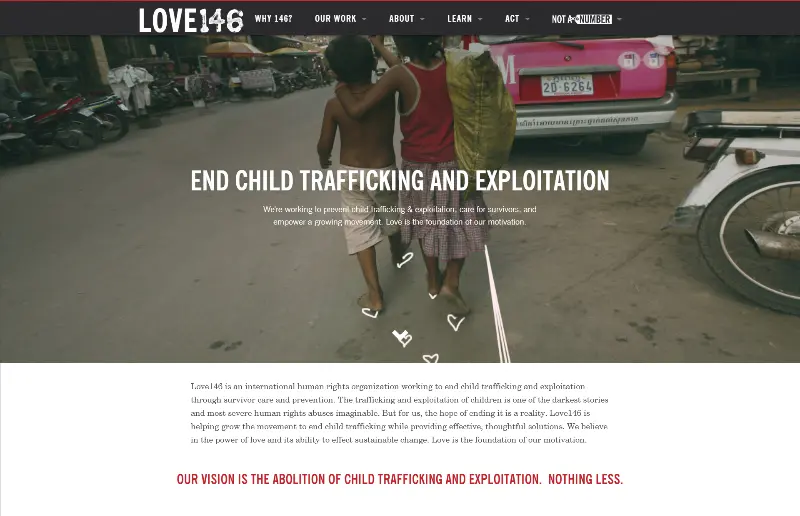Love146 Mission page