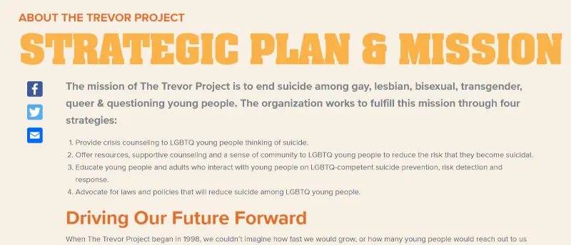 Trevor Project Mission page