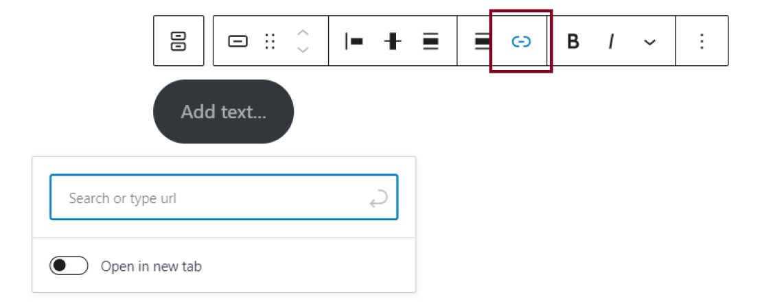 Screenshot showing how to add a link to the button