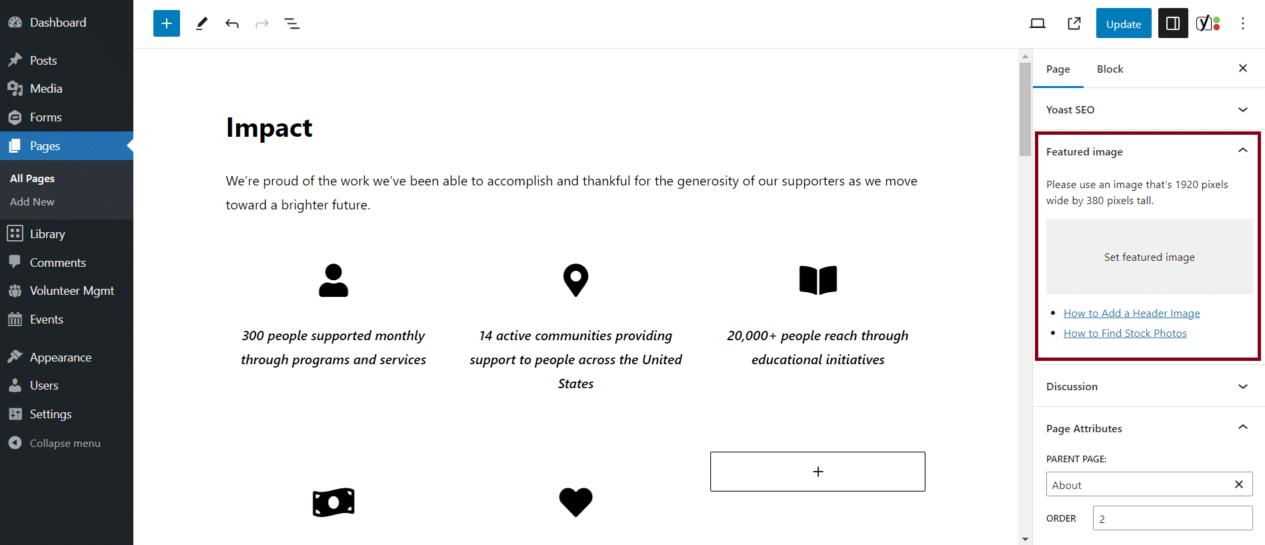 Adding a Header Image to a Page - Wired Impact