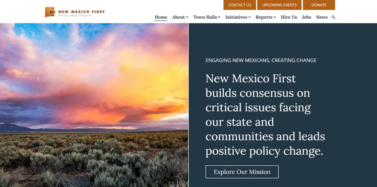 Screenshot of the New Mexico First client website