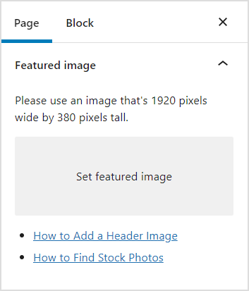 A screenshot of the "featured image" section in the right sidebar