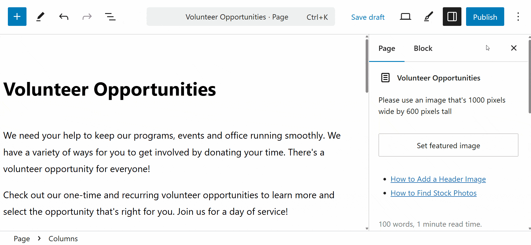 A GIF demonstrating how to set a a parent page is automatically assigned in the back end of a website