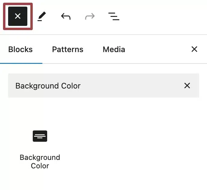 A screenshot of the Layout Elements displaying the Background Color block icon