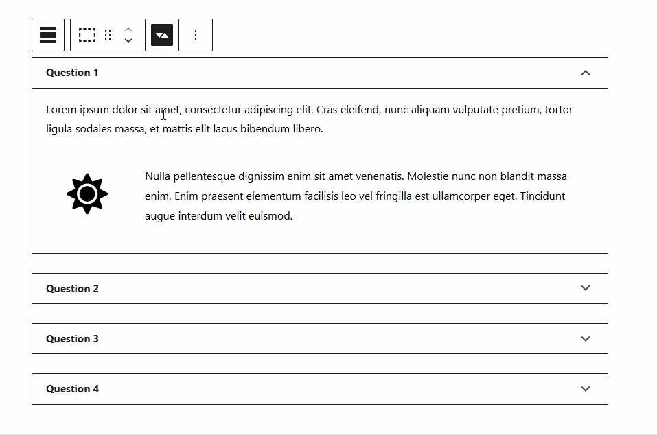 A GIF demonstrating how to reorder the accordion sections