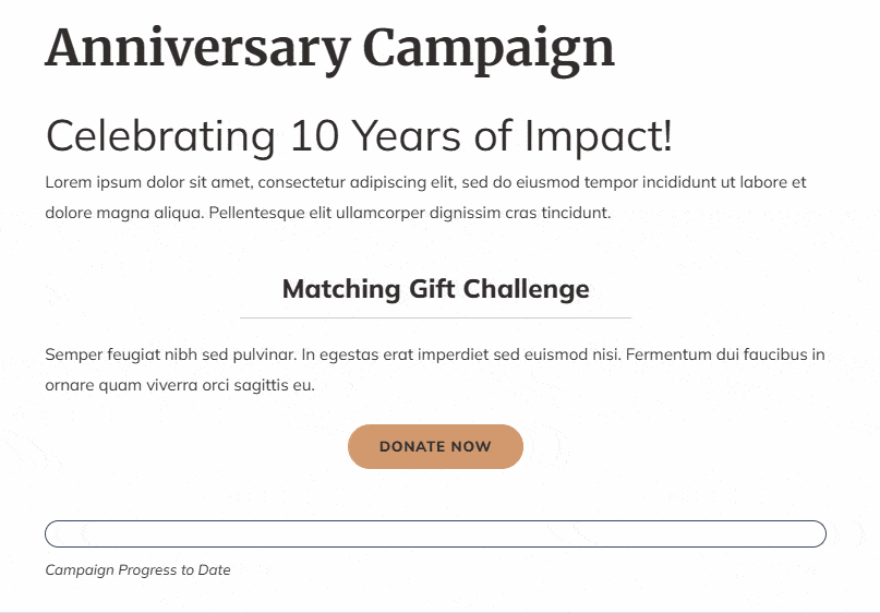 A GIF showing how a progress bar animates in the front end of a website