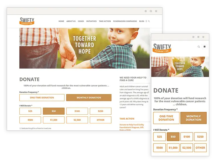 Swifty Foundation Website Screenshots
