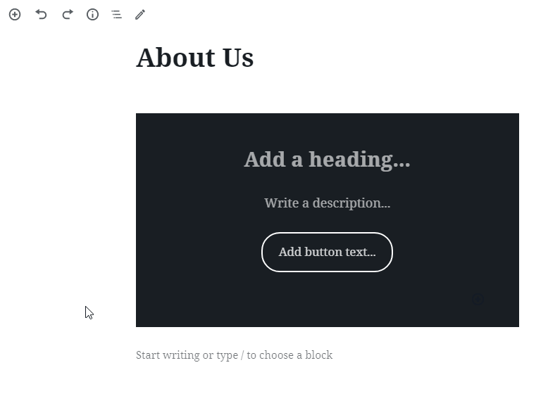 A GIF demonstrating how to add a Paragraph block in the back end of a website
