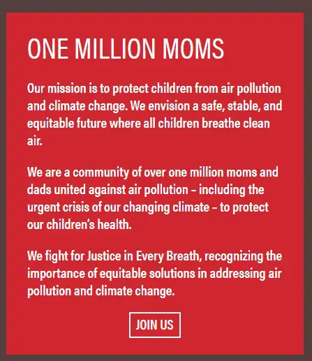 Moms Clean Air Force email advocacy call to action