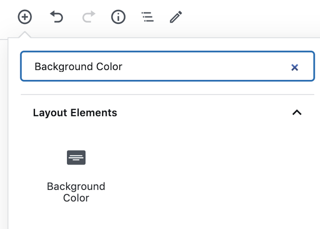 A screenshot of the Layout Elements displaying the Background Color block icon