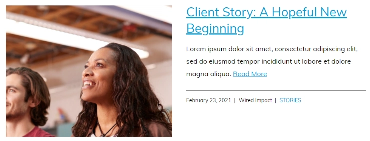A screenshot of  a blog post in the front end of a website in the Vision theme, displaying the featured image, date and name of the author.