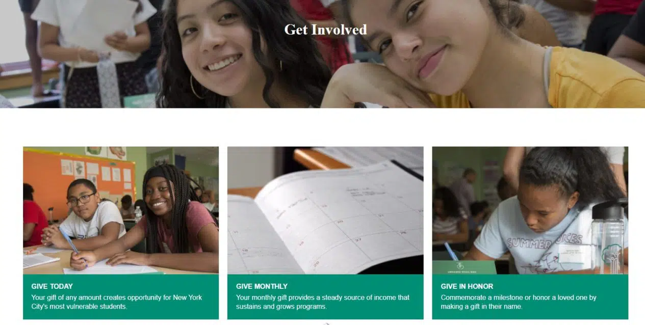 Screenshot of the Get Involved page on the Student Sponsor Partners website