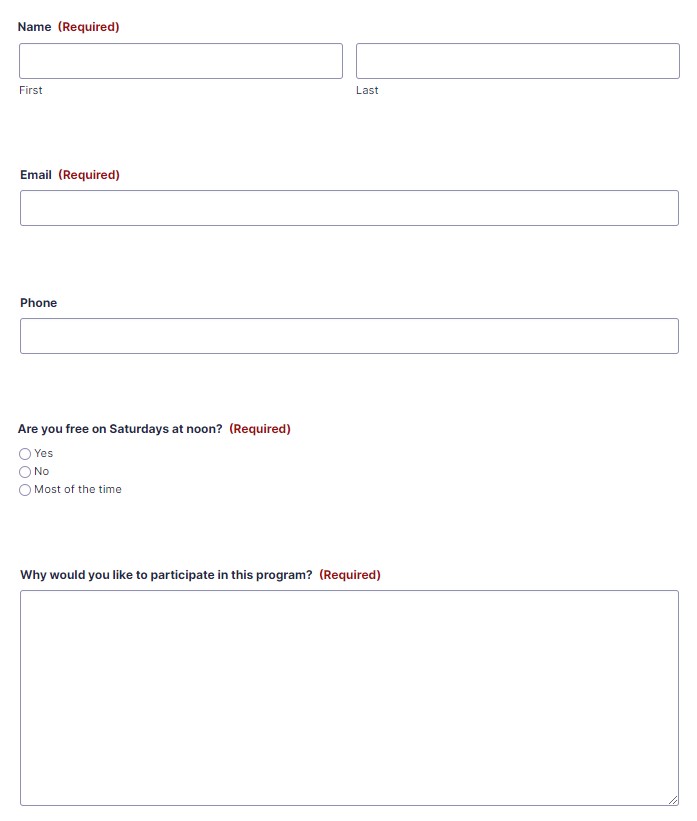  A screenshot of a form in the back end of a website
