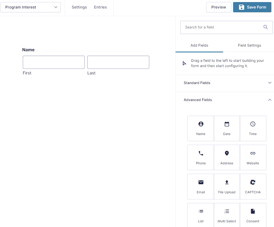 A GIF demonstrating how to customize the form field in the additional settings 