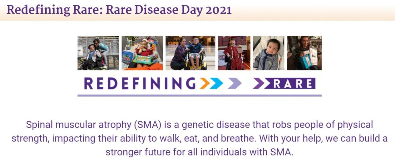 Screenshot of the Cure SMA Rare Disease Day landing page