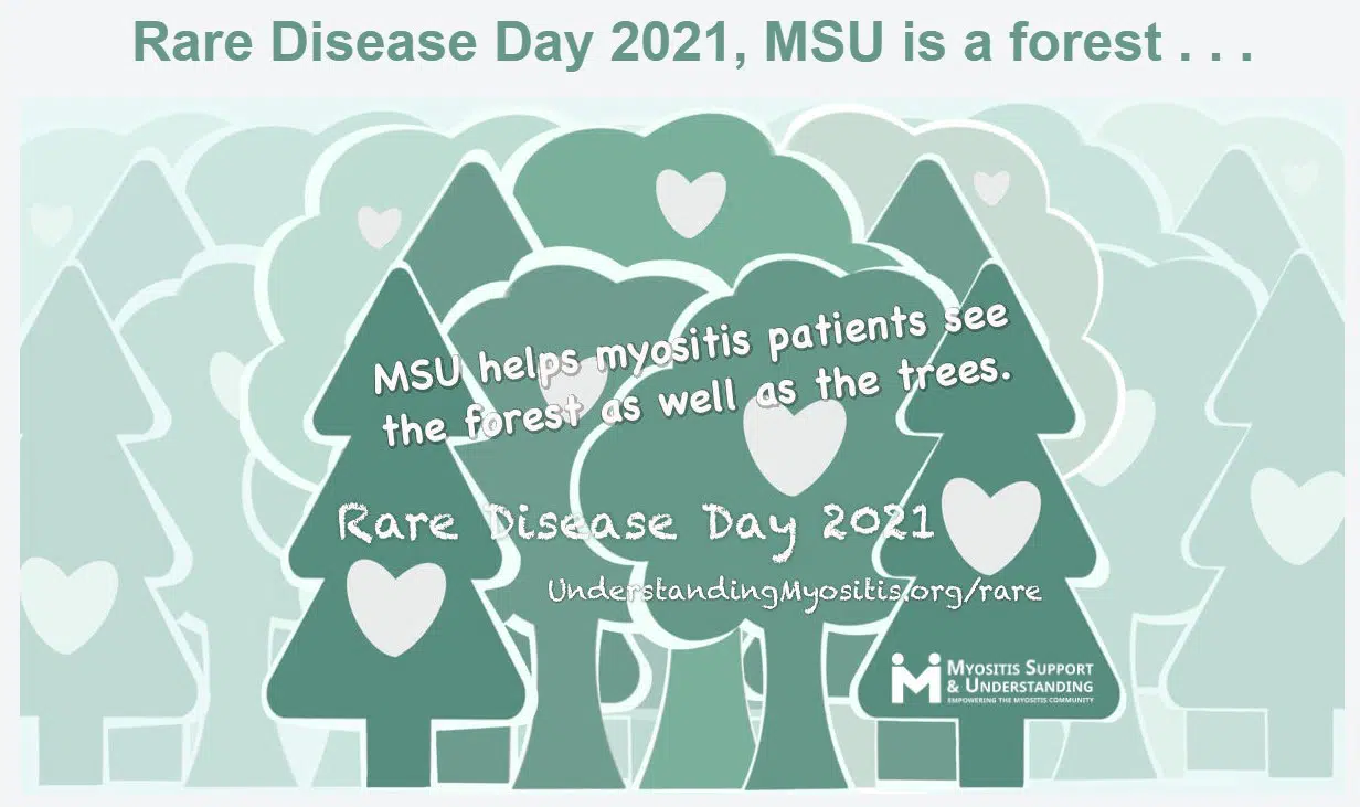 Screenshot of the Myositis Support and Understanding Rare Disease Day landing page