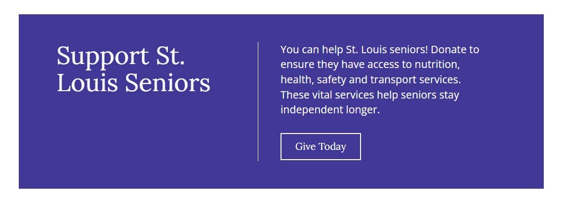 Donation call to action on the Northside Youth and Senior Services Senior Programs page