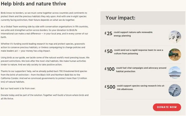 Birdlife International Giving Levels