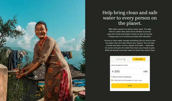 charity: water Giving Levels