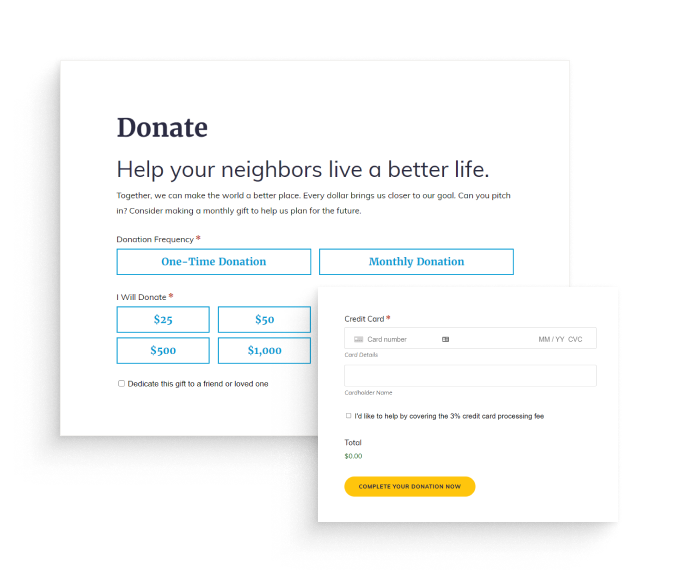 Screenshot of donation feature