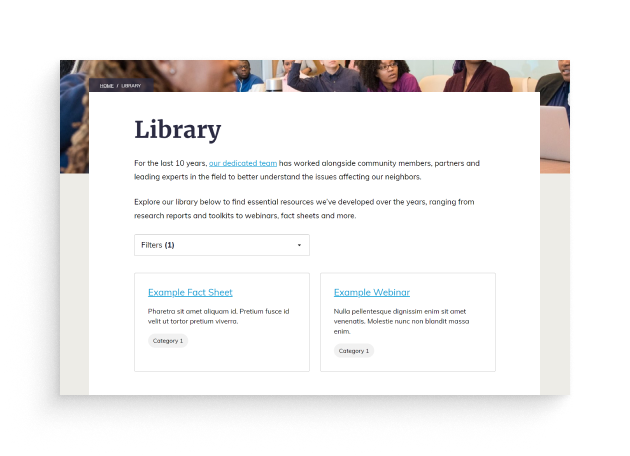 Screenshot of the Library with filters applied