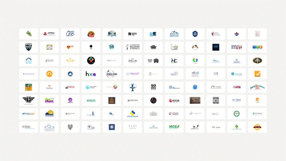 A gallery of nonprofit logos, from all the nonprofits that signed up for a free trial on our platform over the last year.