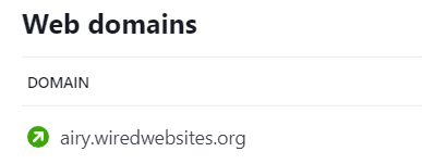 A screenshot of successful domain configuration