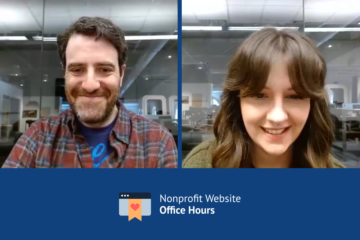 nonprofit website office hours screenshot