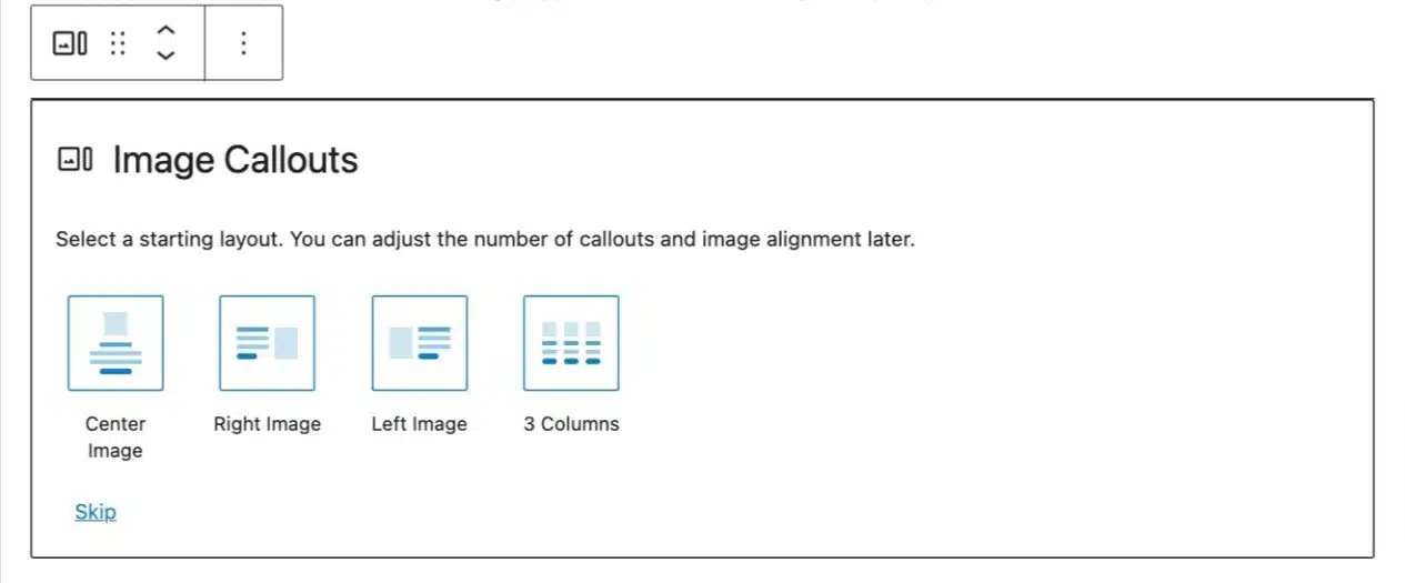 Screenshot showing the variety of Text Callouts layout options.