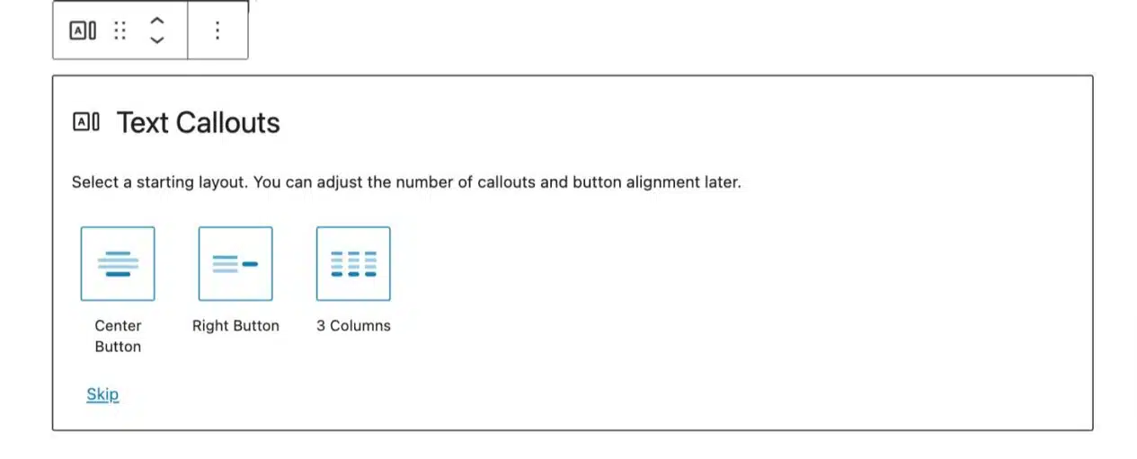 Screenshot showing the variety of Text Callouts layout options.