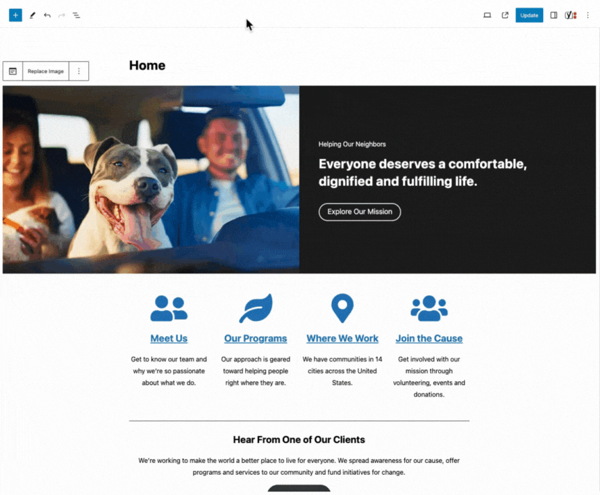 A GIF moving block using the List View option.