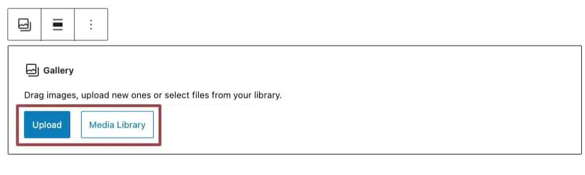 A screenshot of the options for uploading images to the gallery