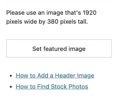 A screenshot of the "set featured image" section