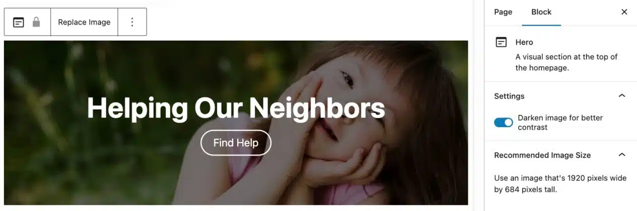 A screenshot of the Hero Image in the homepage of the Airy theme.