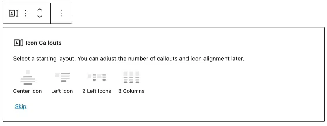 A screenshot of the Icon callouts different layouts.