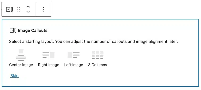 Screenshot showing the variety of Text Callouts layout options.
